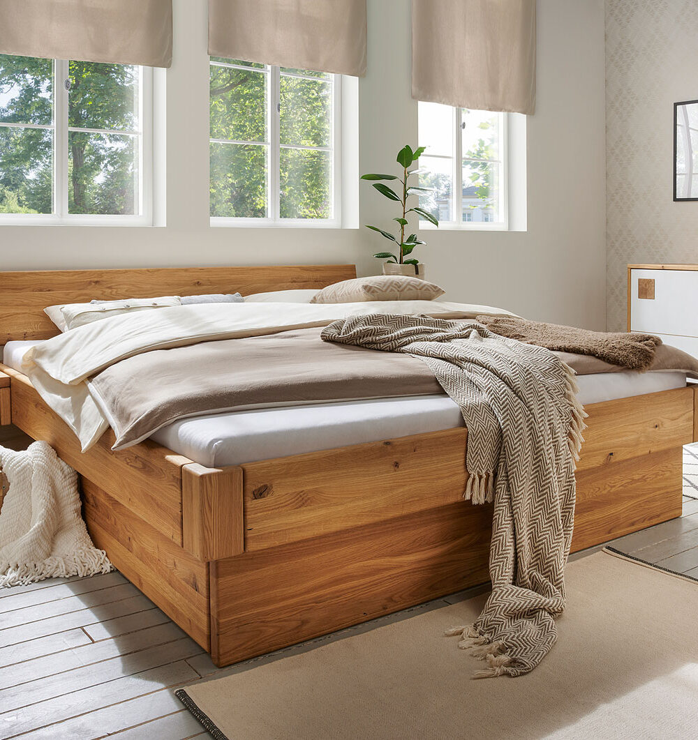 NATURA HOME Skandinavisches Bett Wildeiche