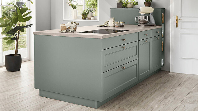 Nobilia Landhausküche mintgrün Lacklaminat