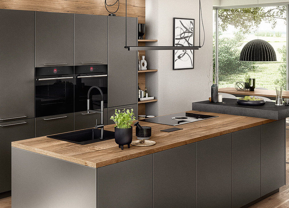 Nobilia Artis Designkueche grau mit Tresen