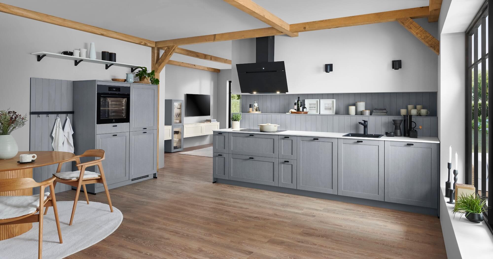 Nobilia Kuechenzeile Landhausstil Steinblau