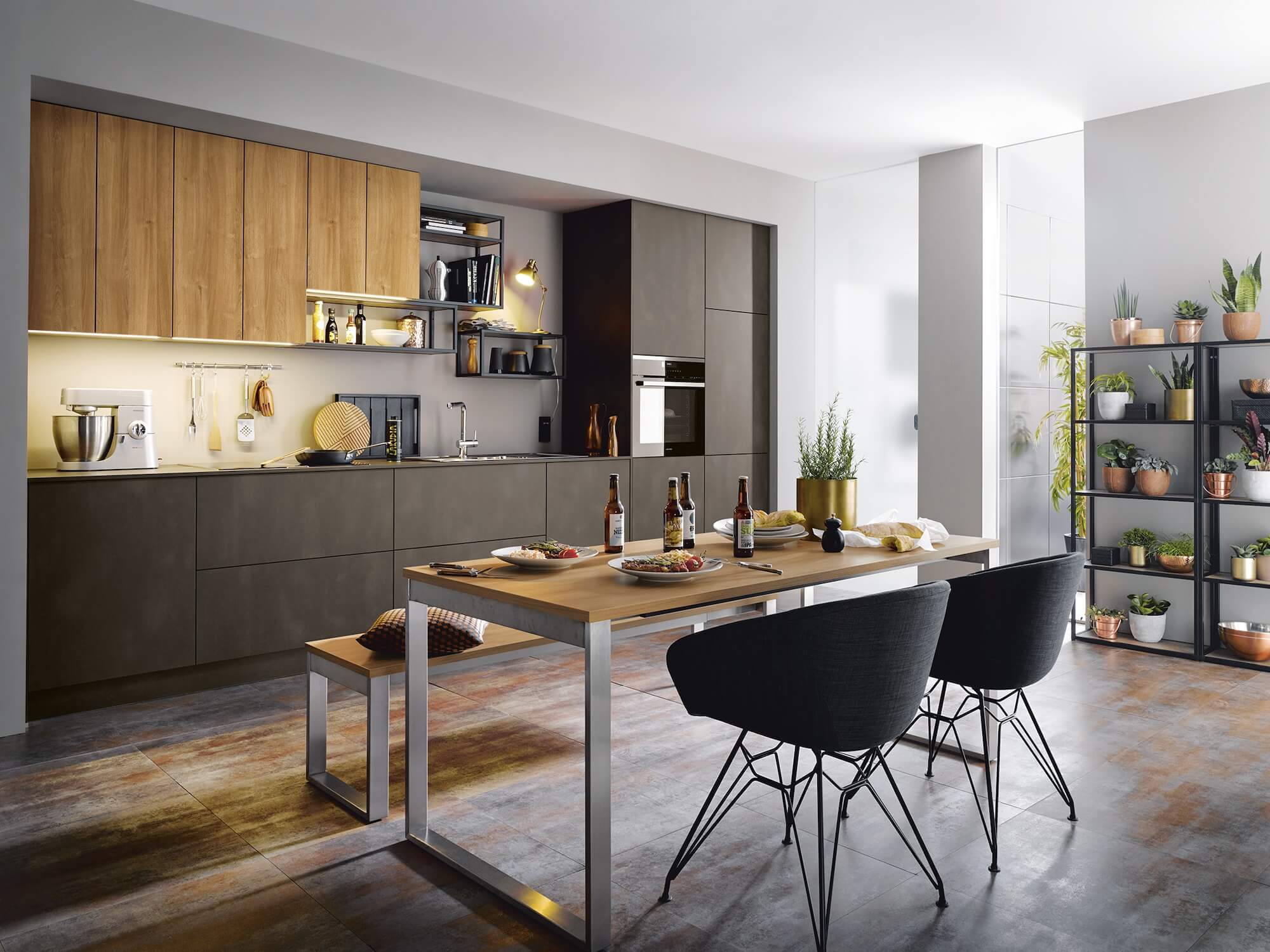 Schueller moderne Kuechenzeile Betonoptik