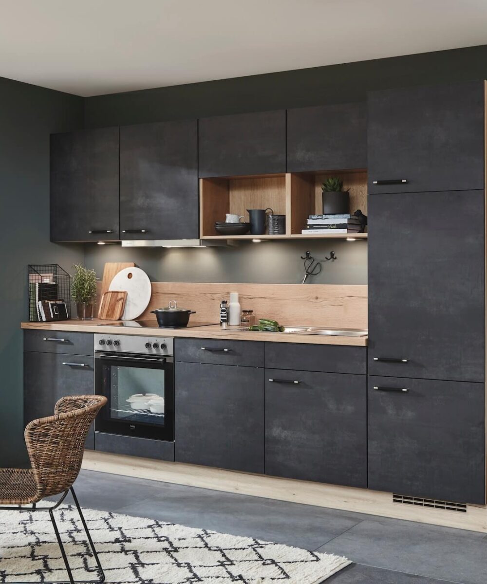 Nobilia Laser Kuechenzeile Schwarzbeton