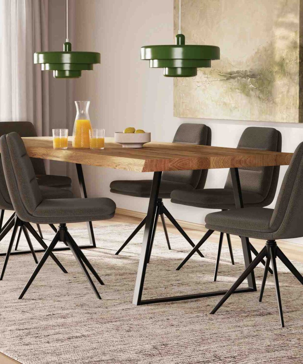 Natura Home Fenara Stuhl anthrazit Esstisch Clifton Eiche Baumkante