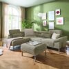 Global Wohnen Ecksofa Bolonia mit Hocker in Stoff Milano greige im Wohnzimmer