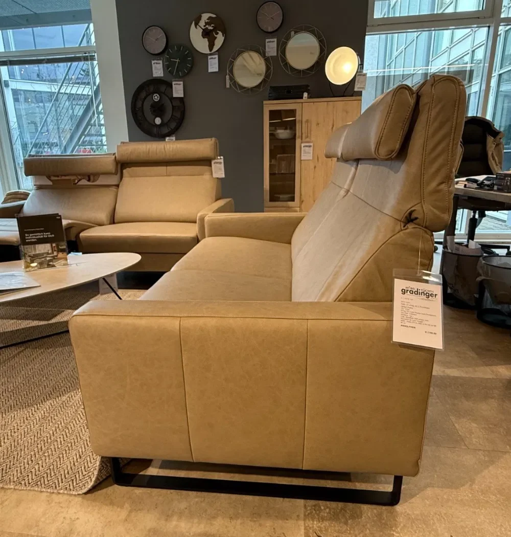 Sofagarnitur Global Valera Leder mit Relaxfunktion, Sofa in der Seitenansicht