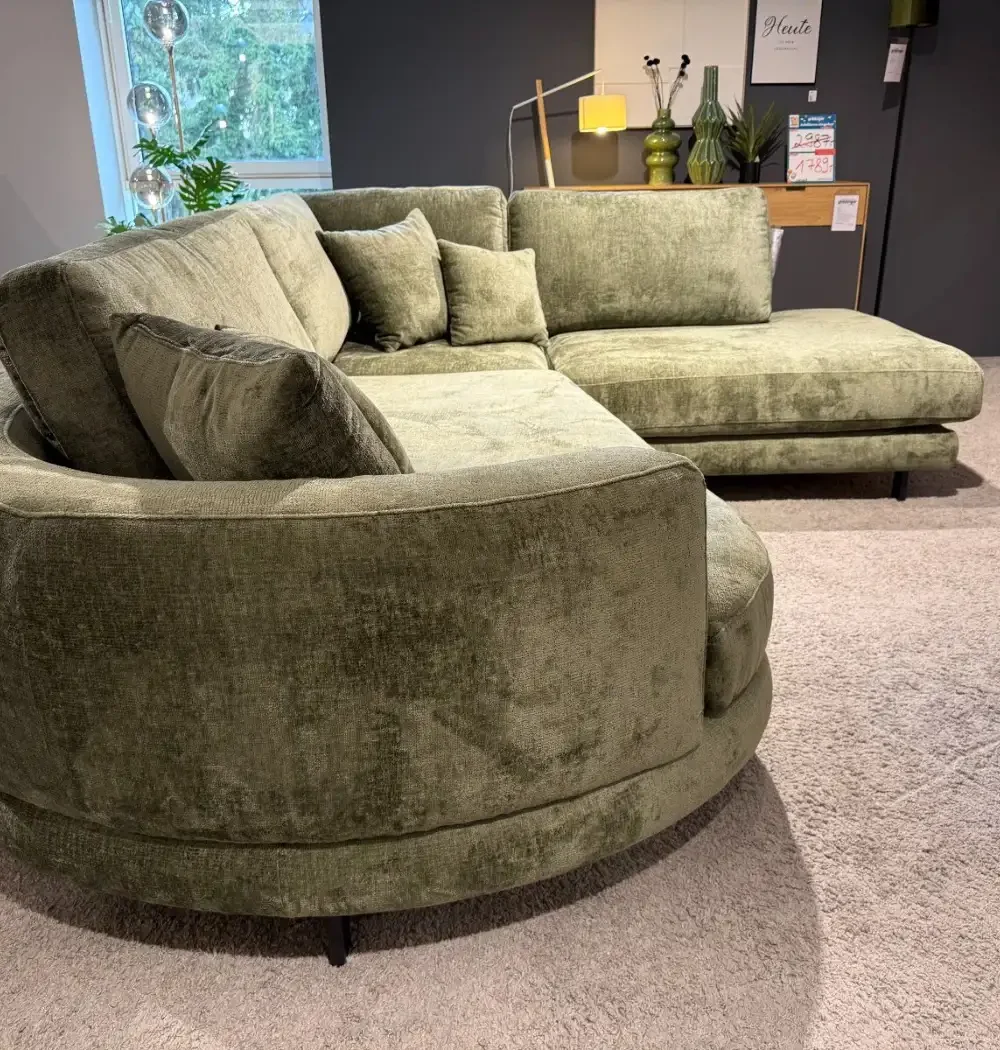 Ecksofa Natura Home Solenne, runder Diwan mit Armlehne links