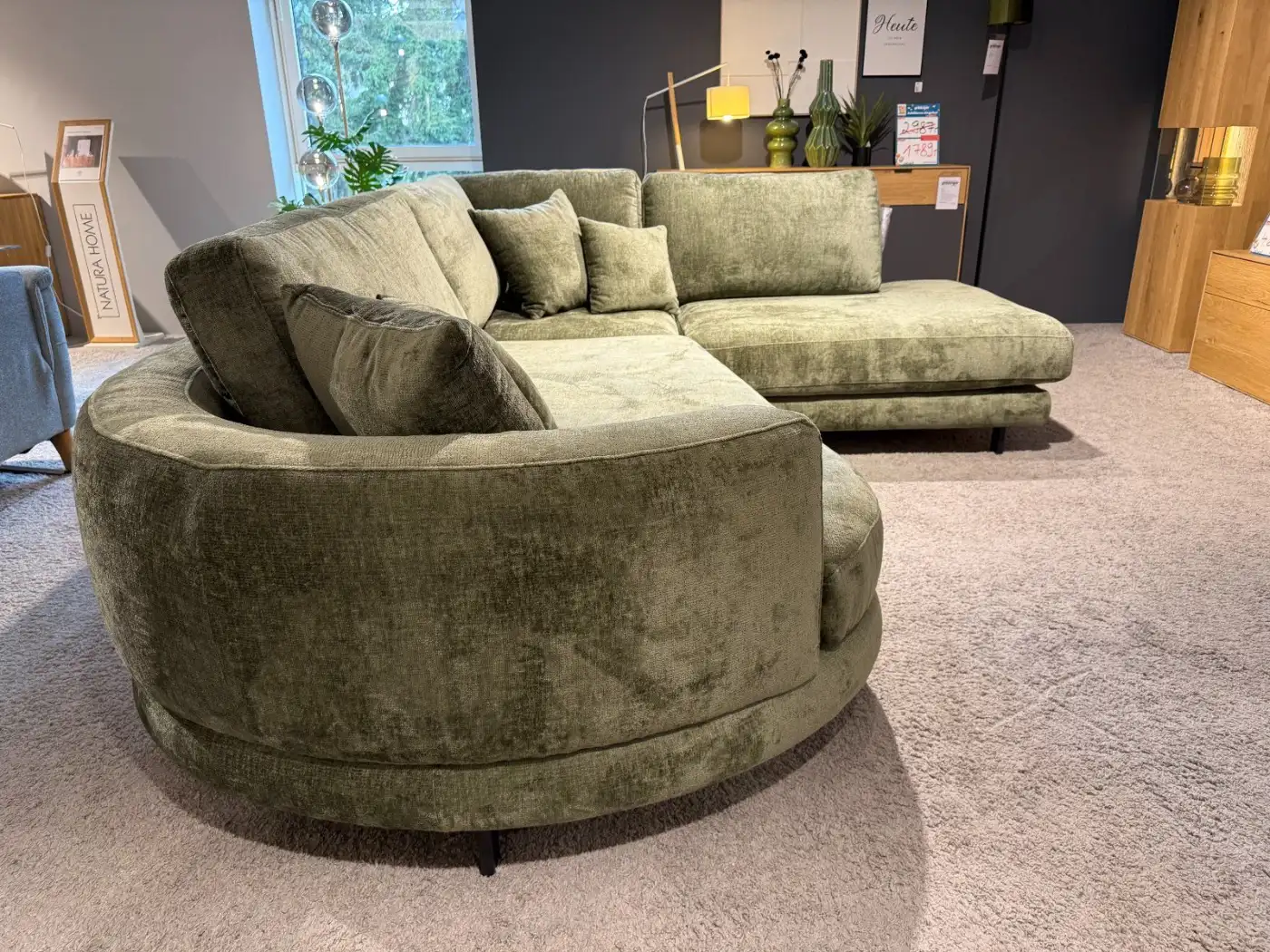 Ecksofa Natura Home Solenne, runder Diwan mit Armlehne links
