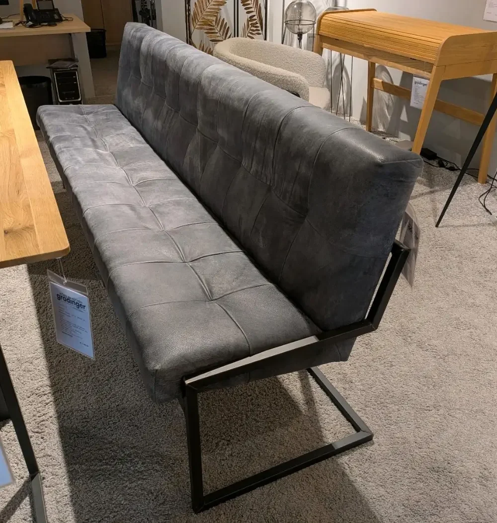 Bankgruppe Natura Cambridge Leder, Bank mit Lehne und quadratischer Steppung