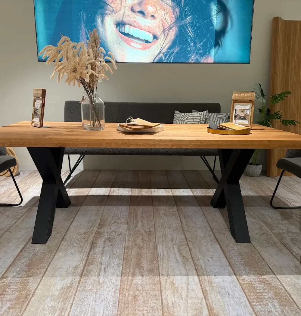 Esstisch Natura Clifton 220 cm, Frontansicht mit X-Gestell