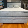 Boxspringbett Theresa mit Bettkasten, Vorderansicht in Grau